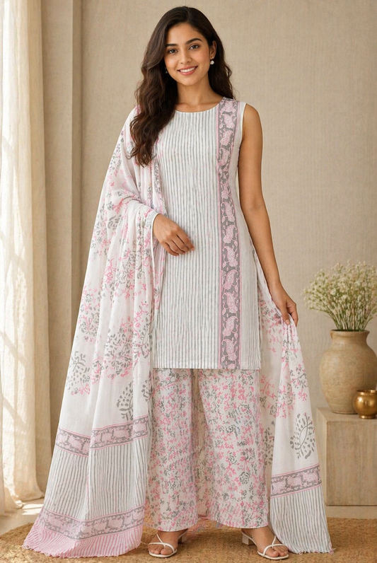 Floral Jaipur pure cotton Suit set Unstitched