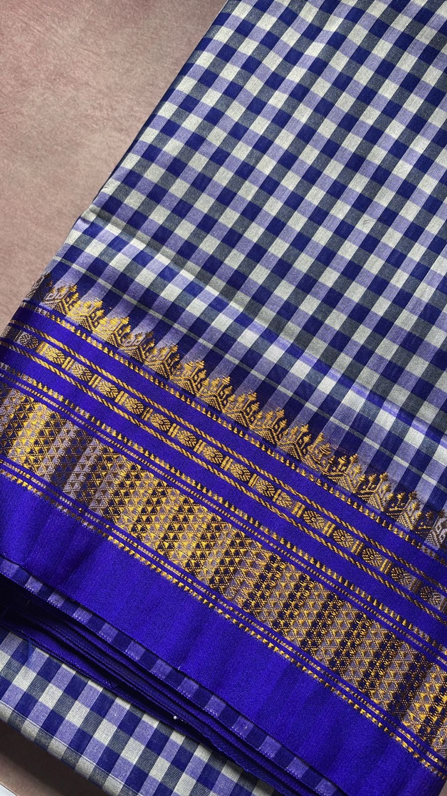 Yashoda violet check Ilkal silk saree