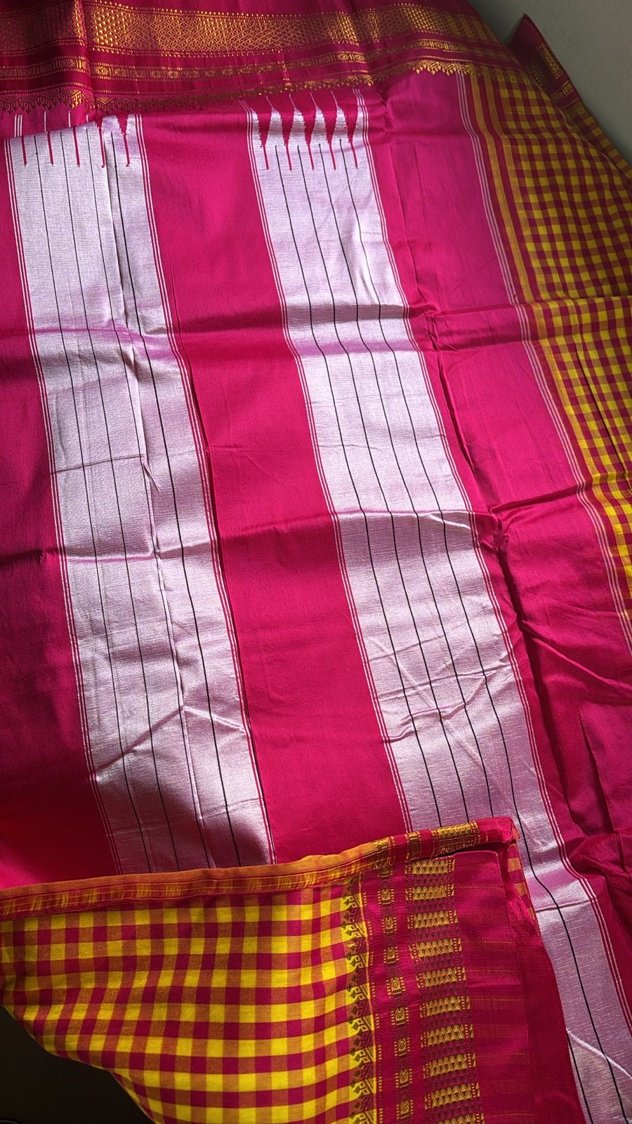Yashoda yellow and pink Ilkal silk saree