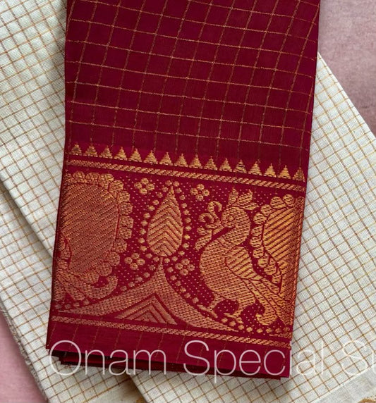 Peacock Sungudi handloom blouse piece one metre BLS5