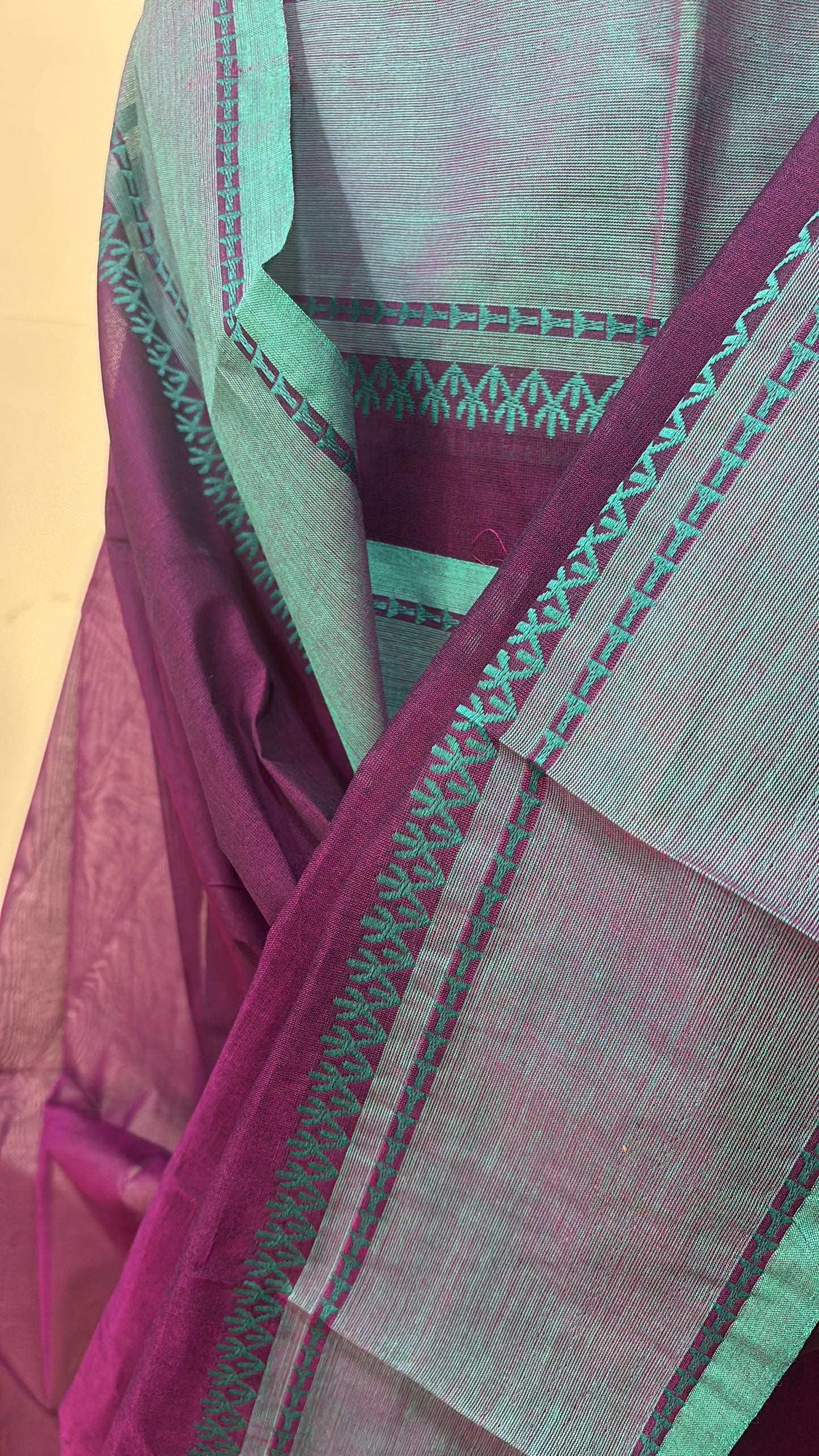 Violet and Rama green Chettinad Unstiched suit set Vintage Collections