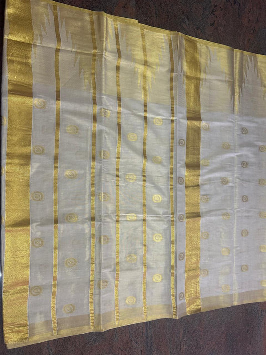 Handloom Finish Golden Tissue butta Set Sarees