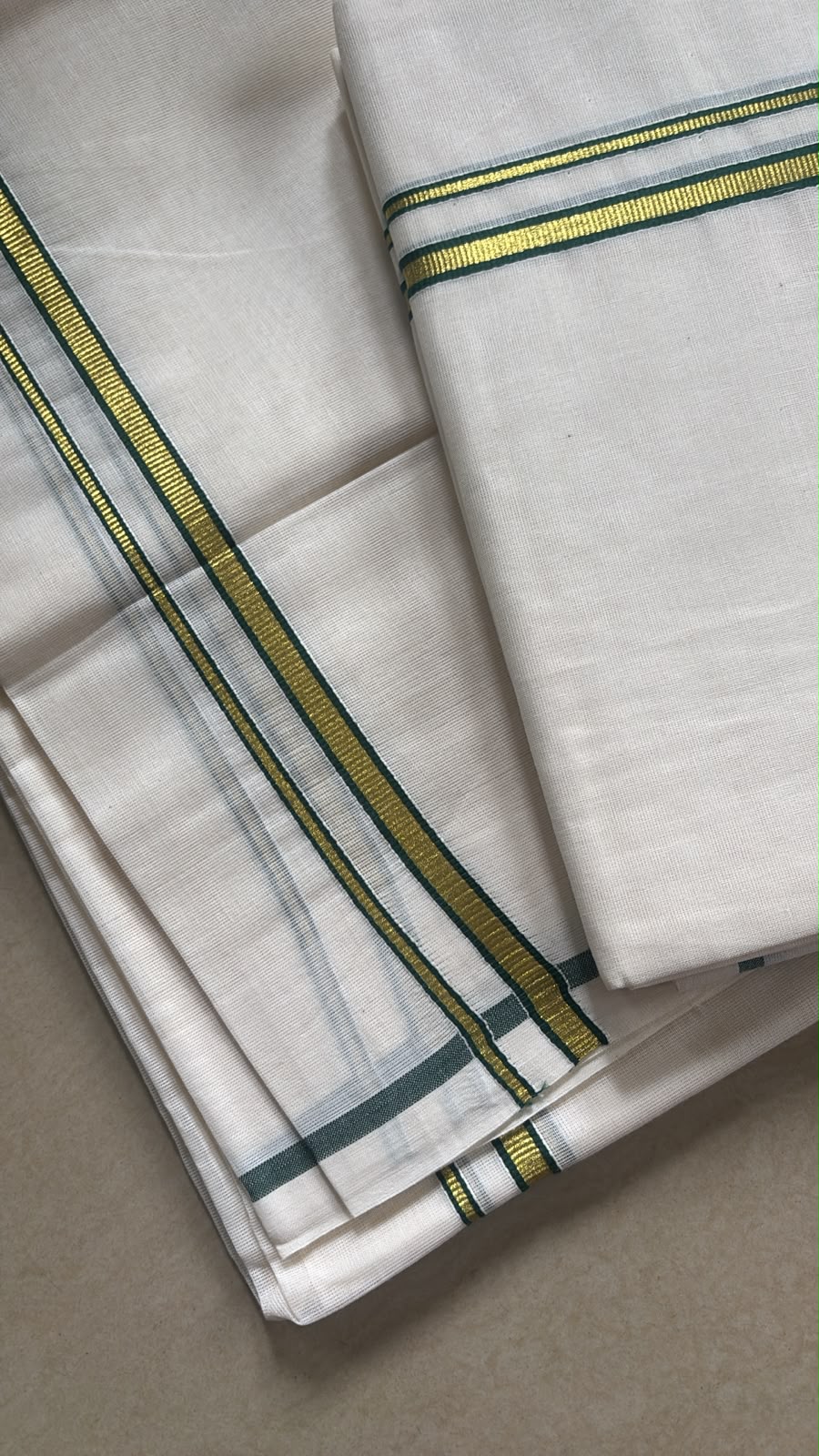 Green and golden kasavu set Mundu