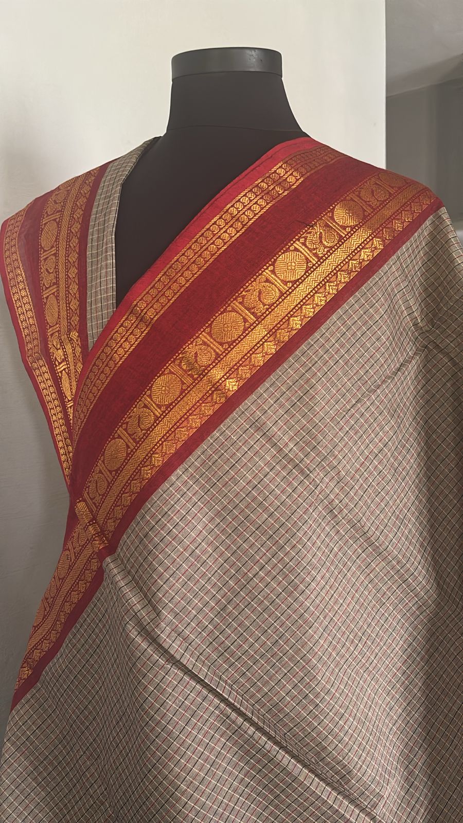 Sangita kanchi cotton checks Saree with ganga jamuna border