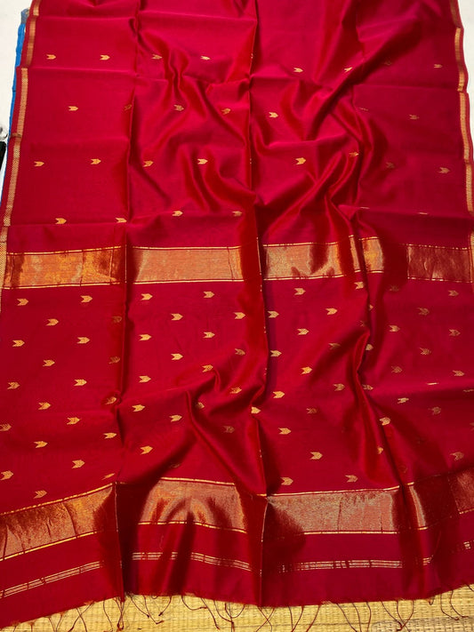 Kalyanika (कल्याणिका) Handloom Maheshwari Silk Cotton Sarees,Rani Pink KM09