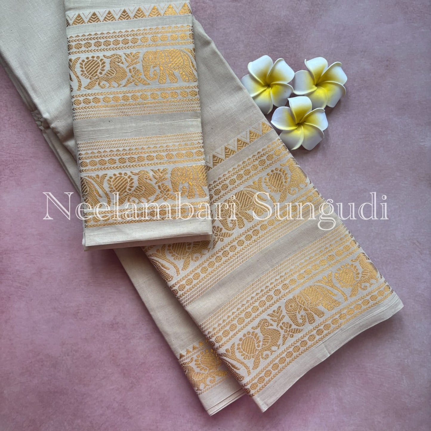 Handwoven Sungudi peacock Kanchi dual border Sarees