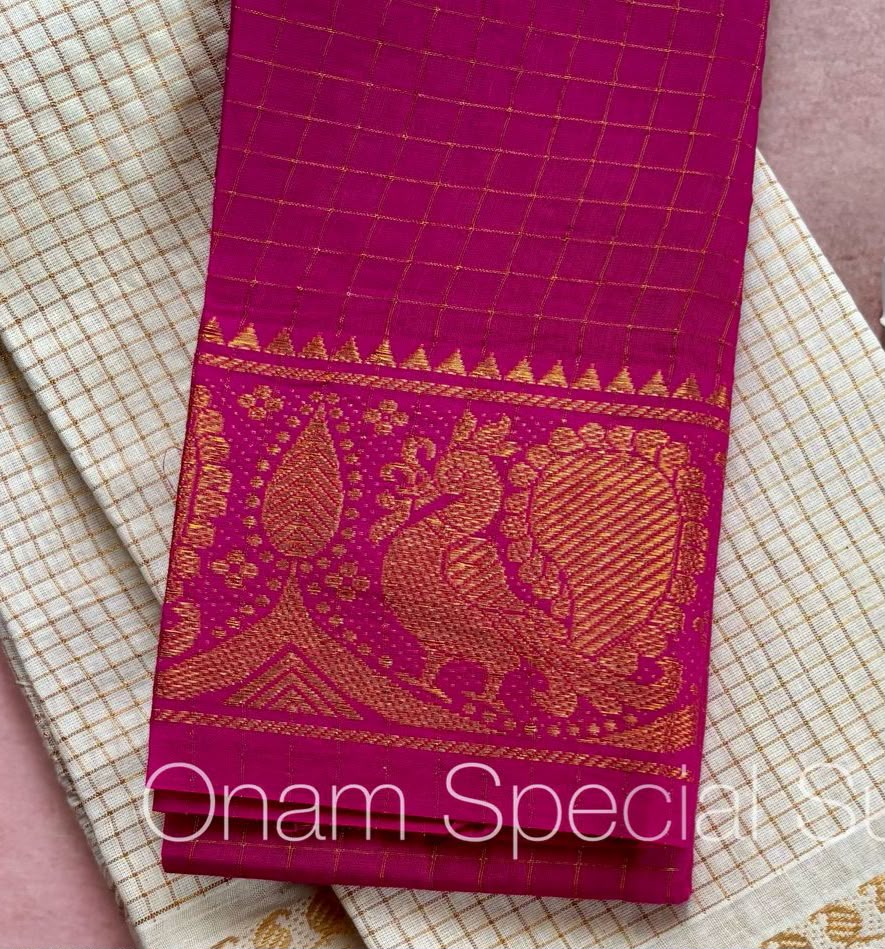 Peacock motif zari kattam Sungudi handloom cotton blouse piece BLS6