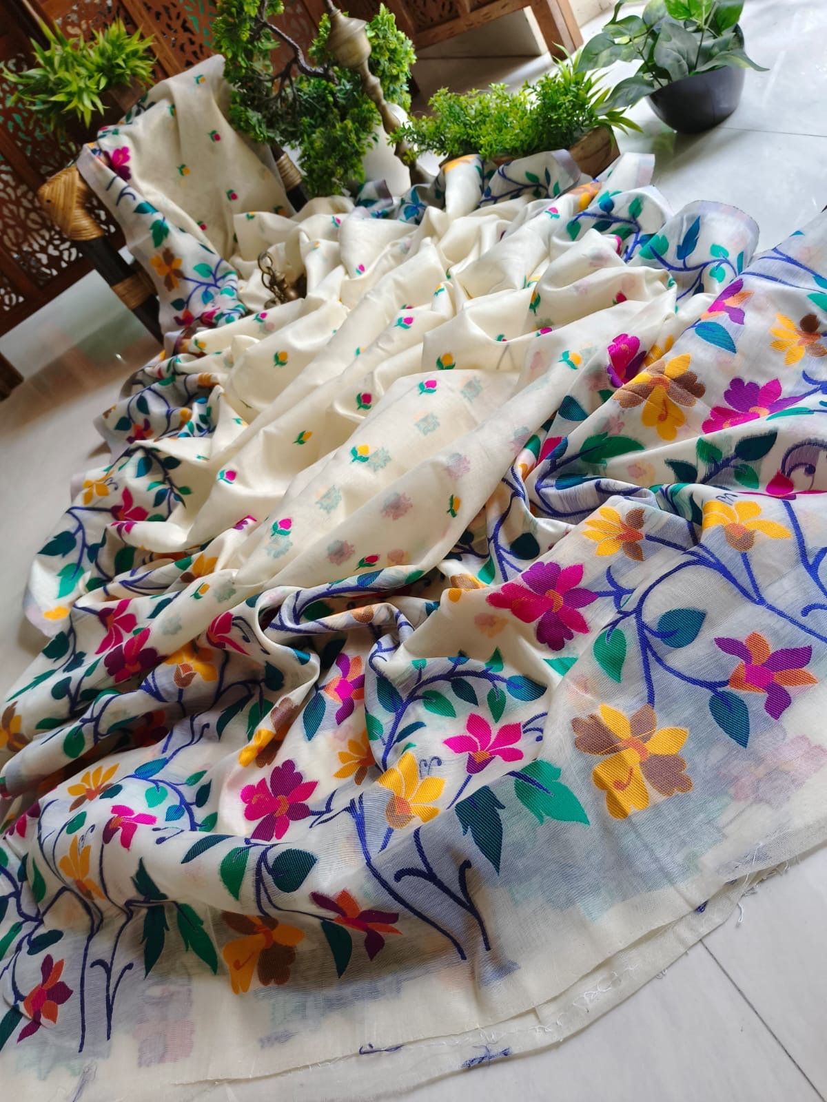 Muslin floral Saree