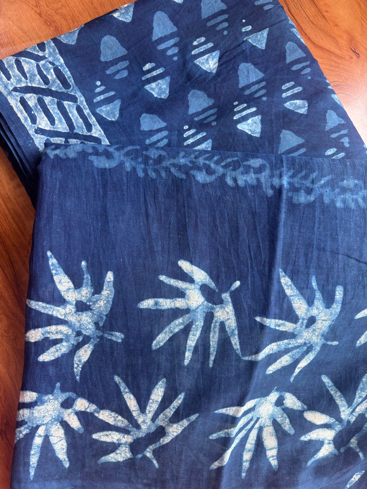 Indigo Hand block printed Suit Set Unstitched