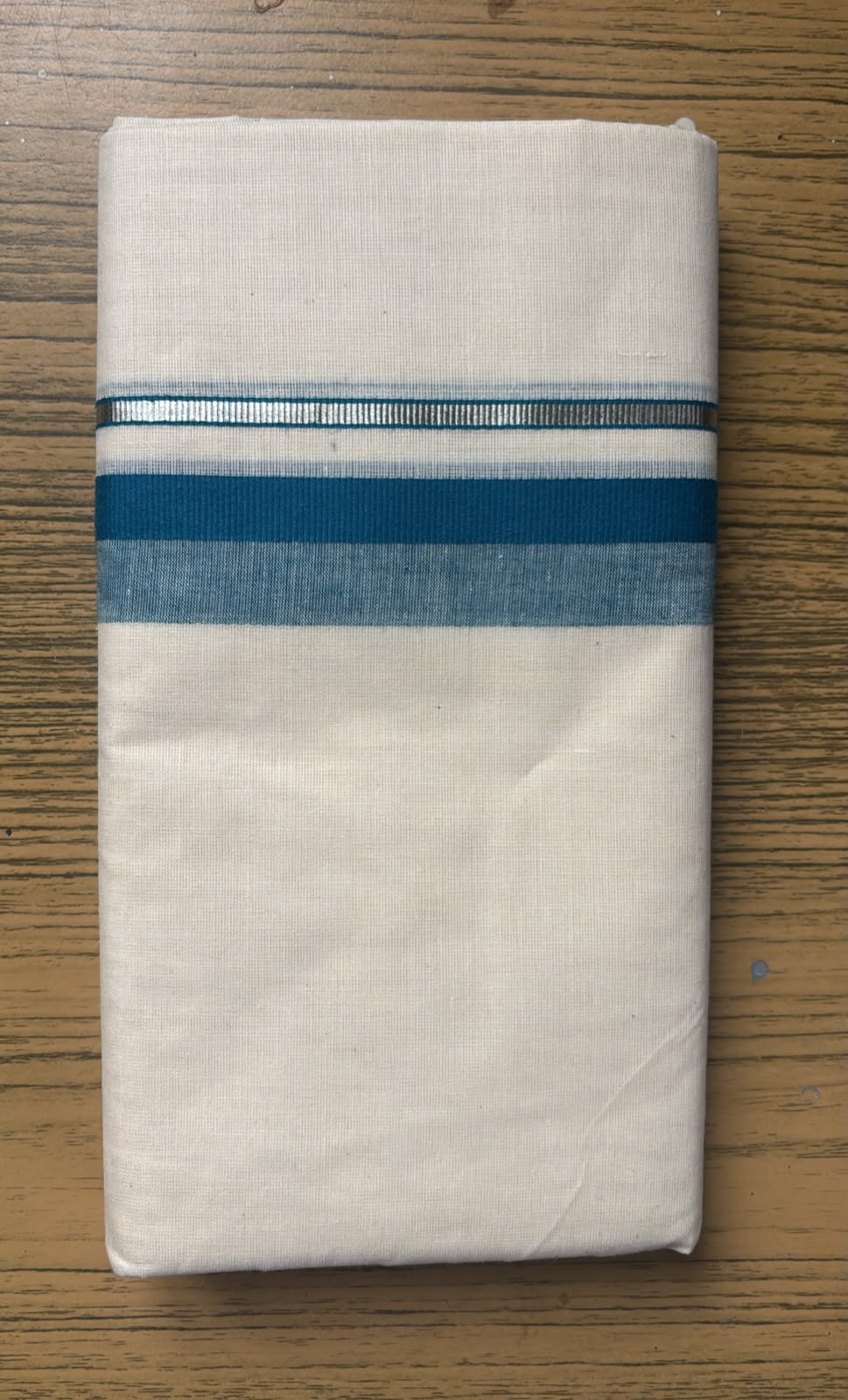 Heritage gents Mundu dual shade of blue with silver border