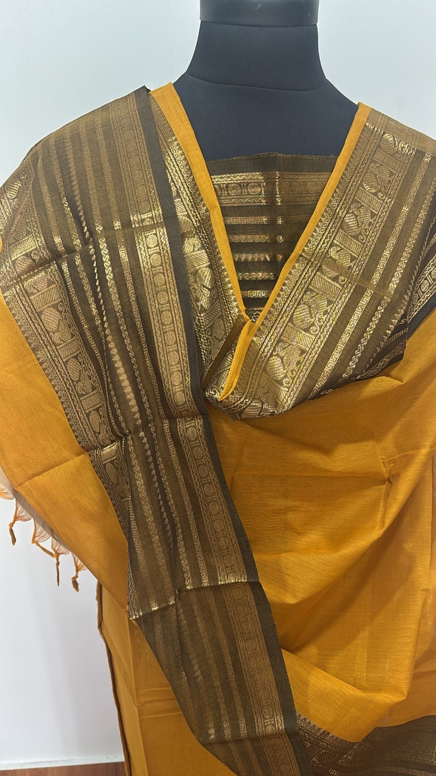 Vintage Mustard yellow Chettinad Suit set Unstitched