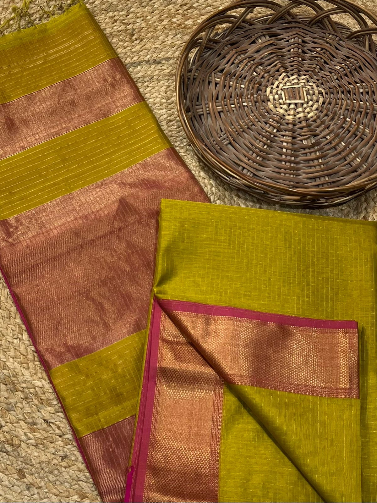 Maheshwari handloom silk cotton zari checks Saree