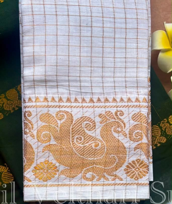 Peacock motif Sungudi handloom Zari kattam blouse piece BL10