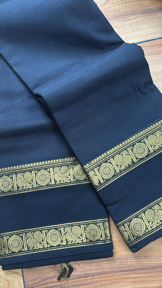 Kanchi cotton retta petta Black Saree SGS56