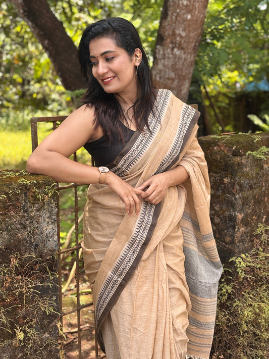 Rangini (रंगीनी) Bengal handloom dhaniakhali Saree striped pattern