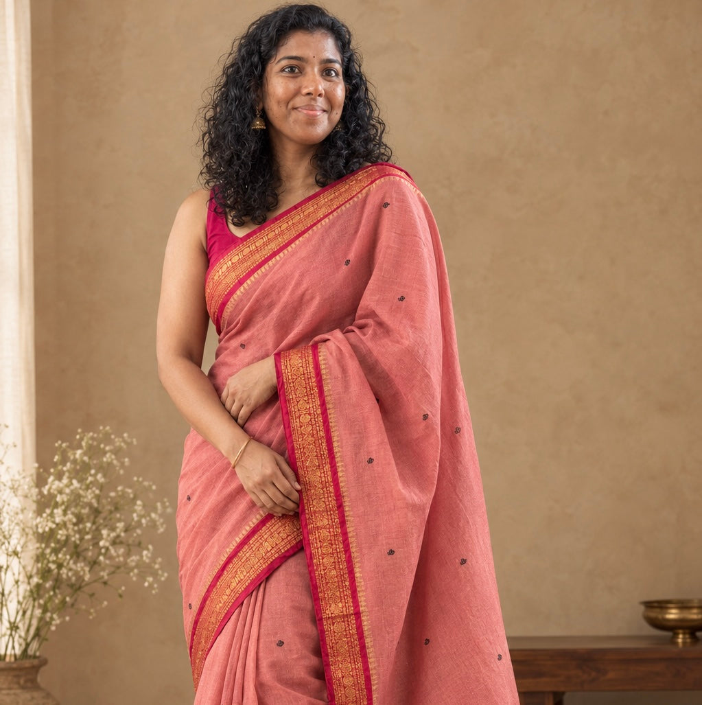 Festive Kanchi cotton Saree with  buttas SGS42