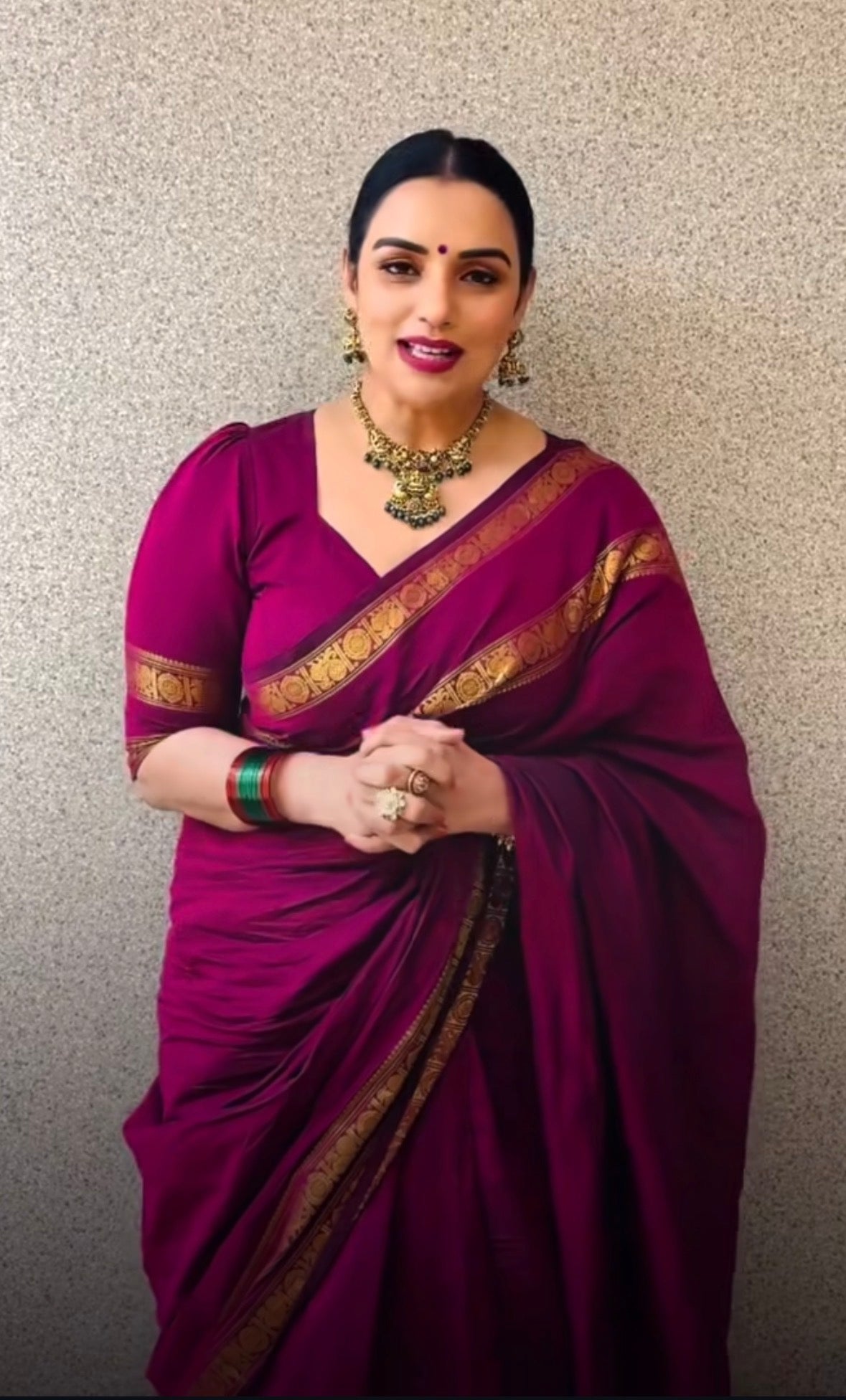 Vintage Chettinad Cotton saree with blouse Majenta Shwetha Maam’s Choice