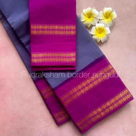 Tarangini Rudraksha border sarees with contrast majenta border