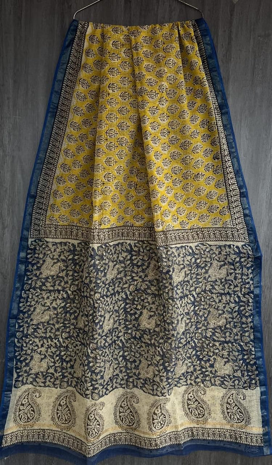 Kota doria sarees yellow mist