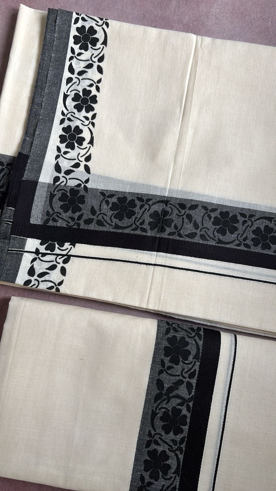 Designer Mulloth Pure cotton Set Mundu black