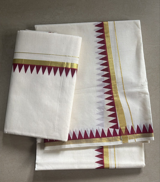 Temple border kasavu Set Mundu