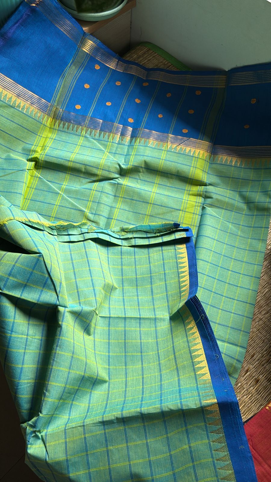 Sangita Chettinad check saree with butta borders