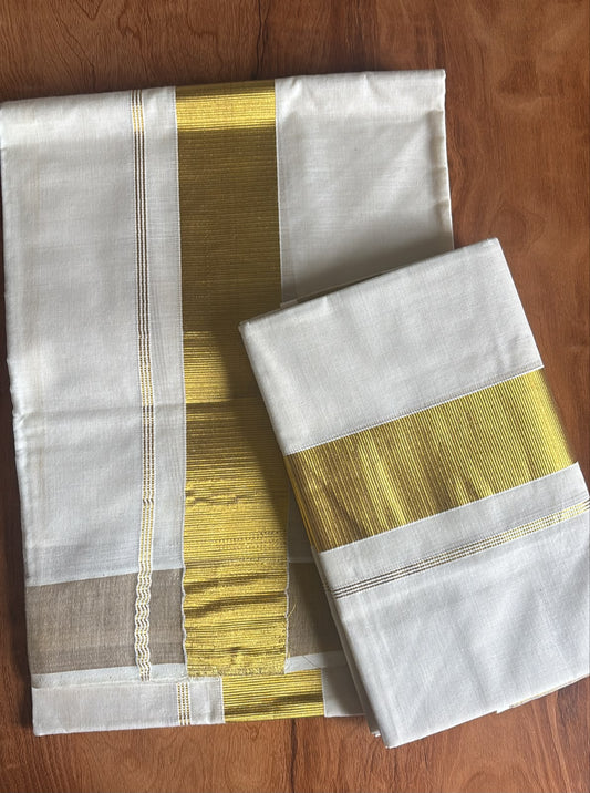 Kerala Cotton Kasavu single Set Mundu