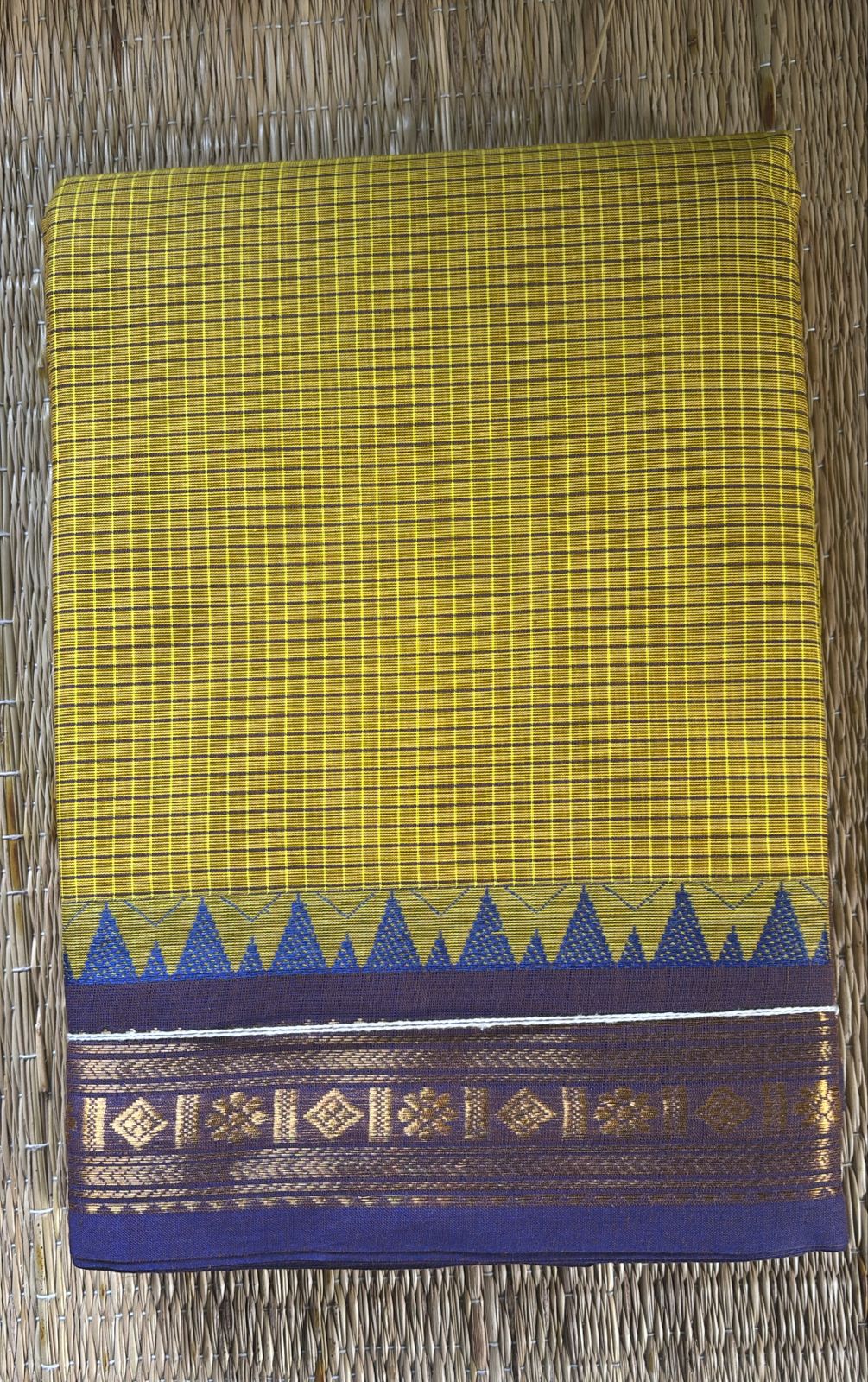 Sangita korvai Vintage Cotton Saree with contrast temple border