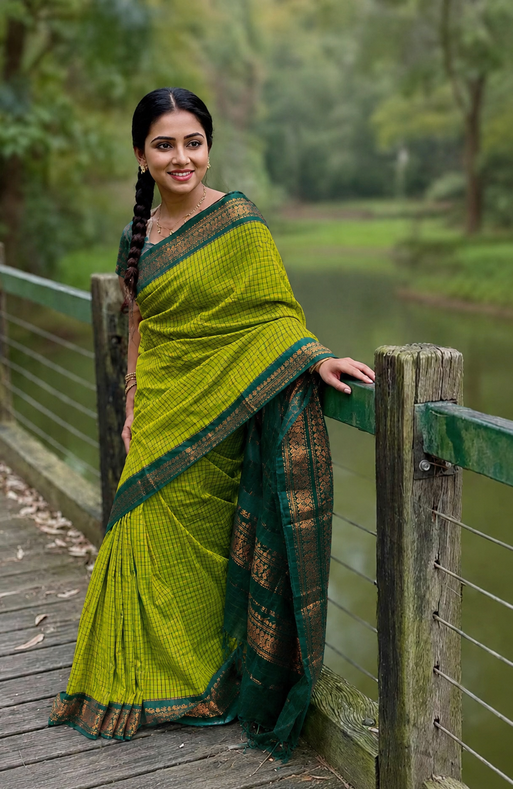 Apsara Green Kalyani Cotton Silk Saree