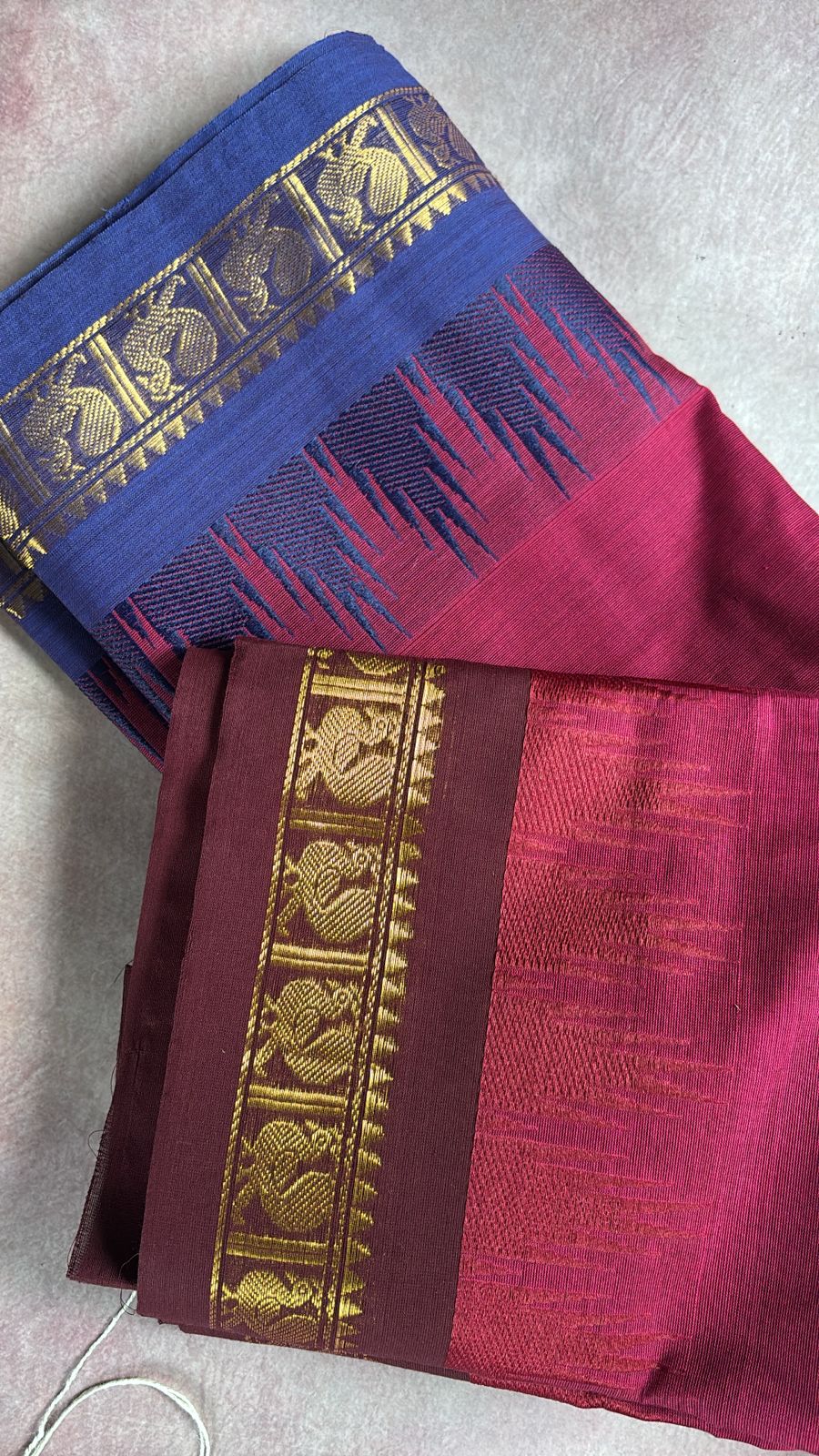 Sangita vintage temple border Saree, beet red and purple