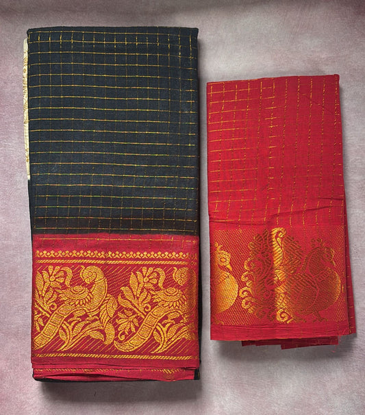 Tarangini ganga Jamuna zari kattam Sungudi Cotton Saree