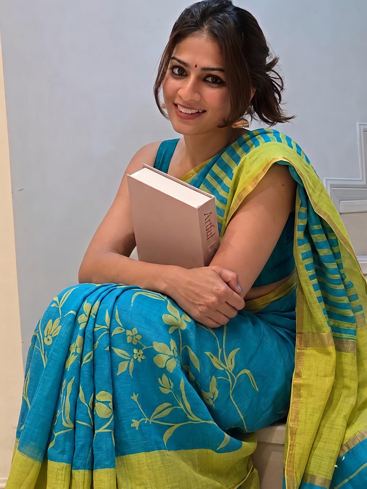 Floral Blue Linen Cotton Sarees
