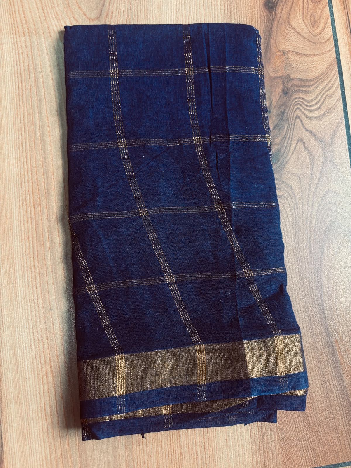 Pavithra kattam Sungudi cotton blouse piece Navy blue BLS20