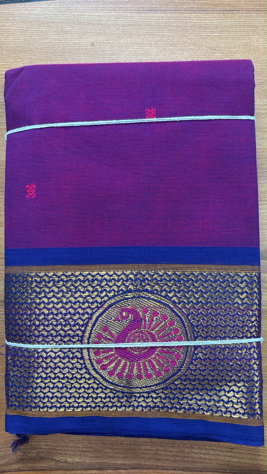 Deep Purple kanchi cotton Saree with buttas SGS58