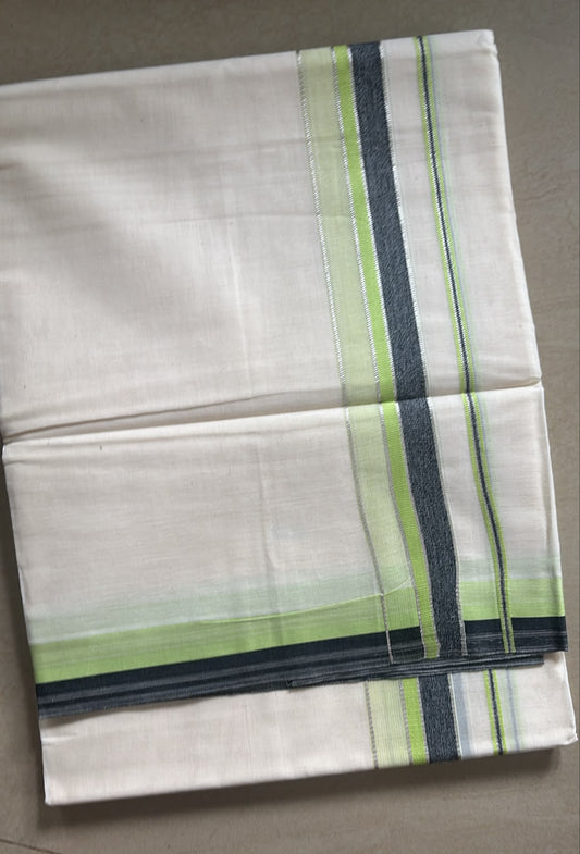 Pastel green and grey gents double Mundu dhothi