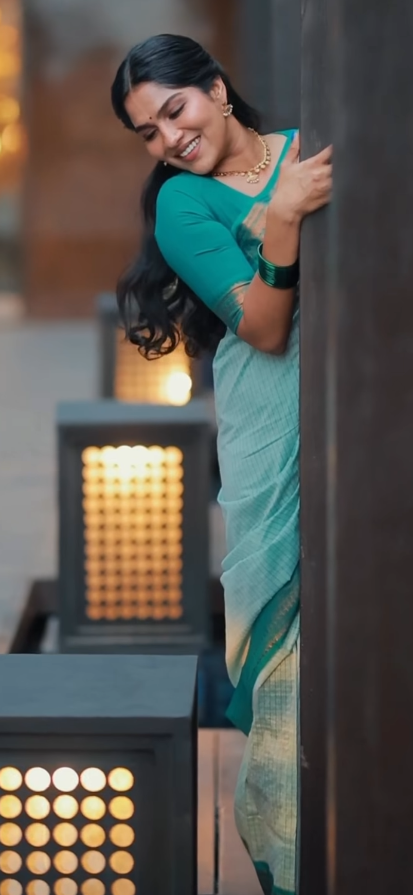Apsara Teal green Kalyani Cotton Silk saree Swasika fame