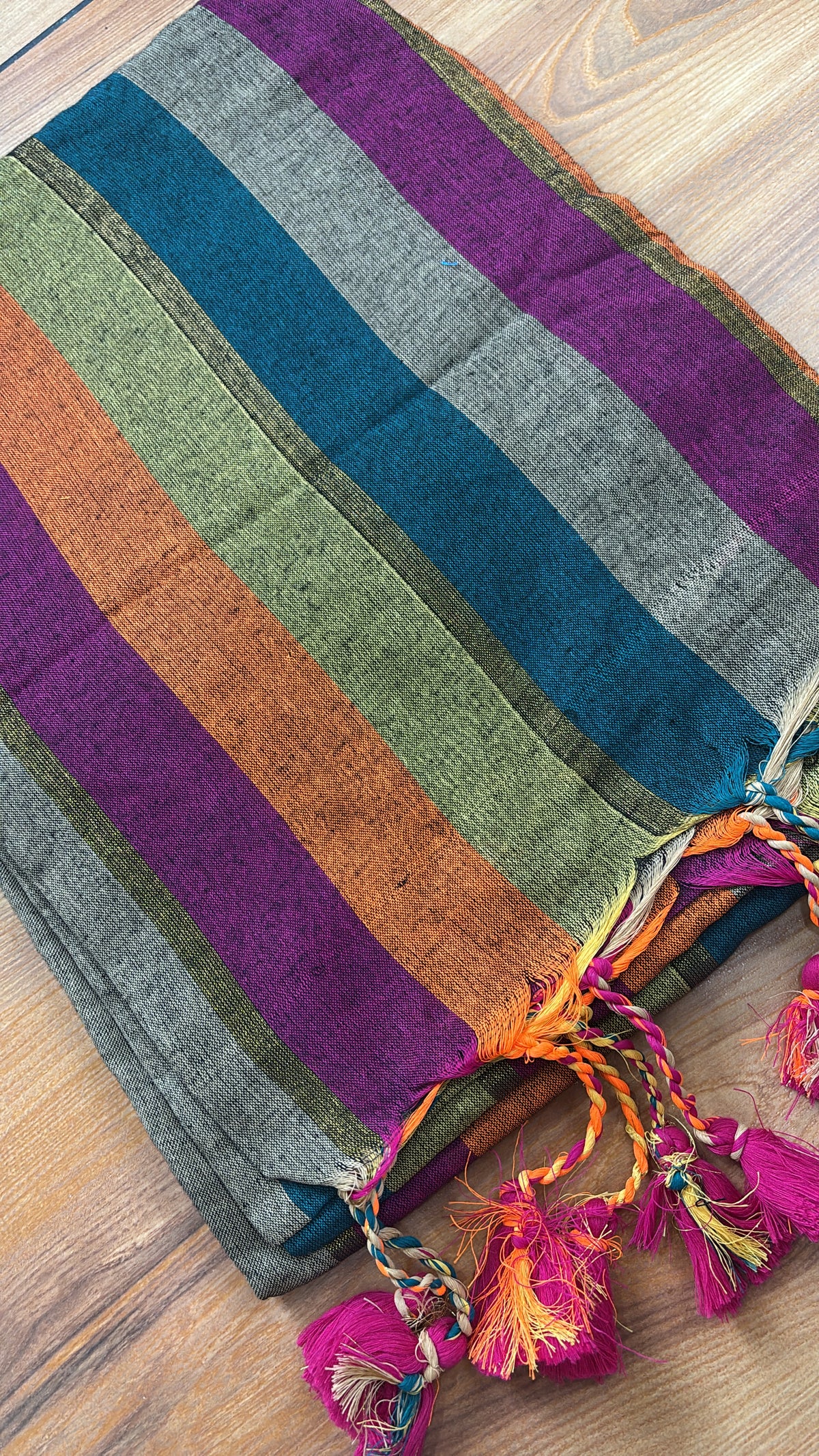 Light weight Multicolour Striped Soft cotton Saree DWS19