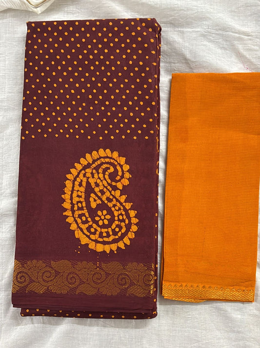 Wax batik sungudi cotton saree