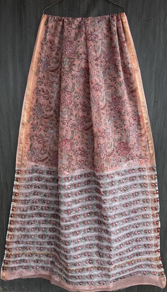 Kota doria saree peachy floral