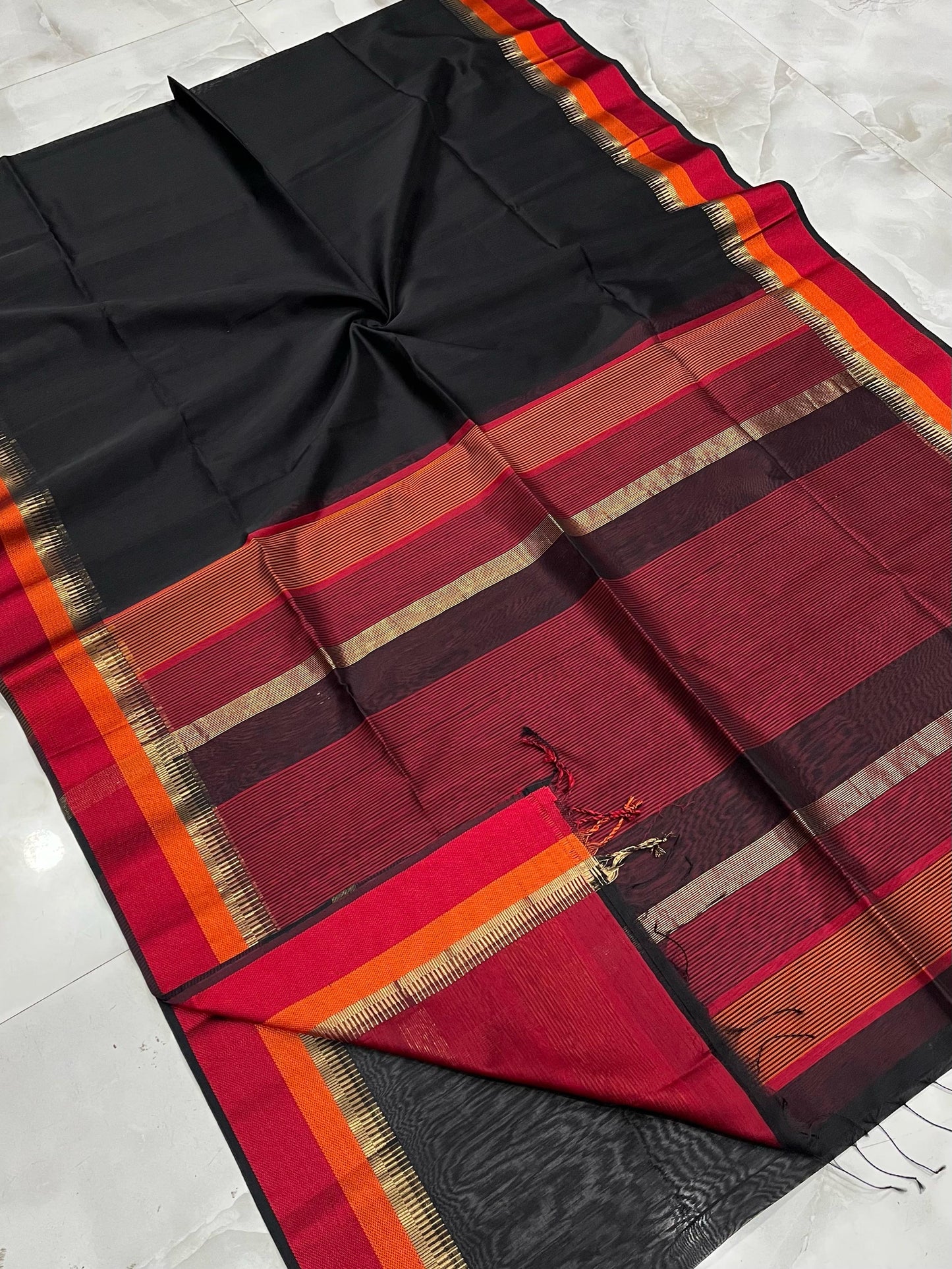 Kalyanika Maheshwari silk Resham border Saree