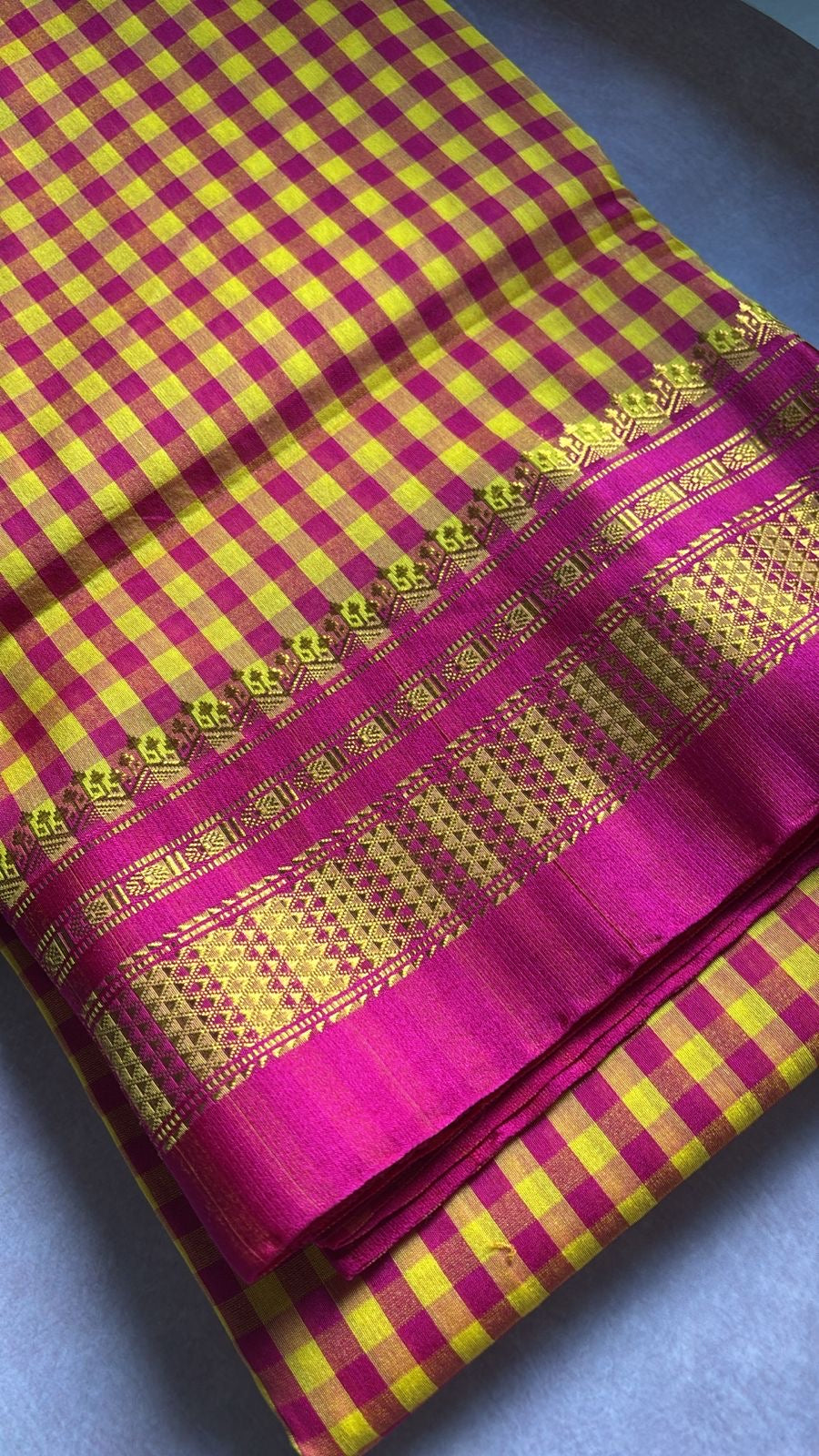 Yashoda yellow and pink Ilkal silk saree
