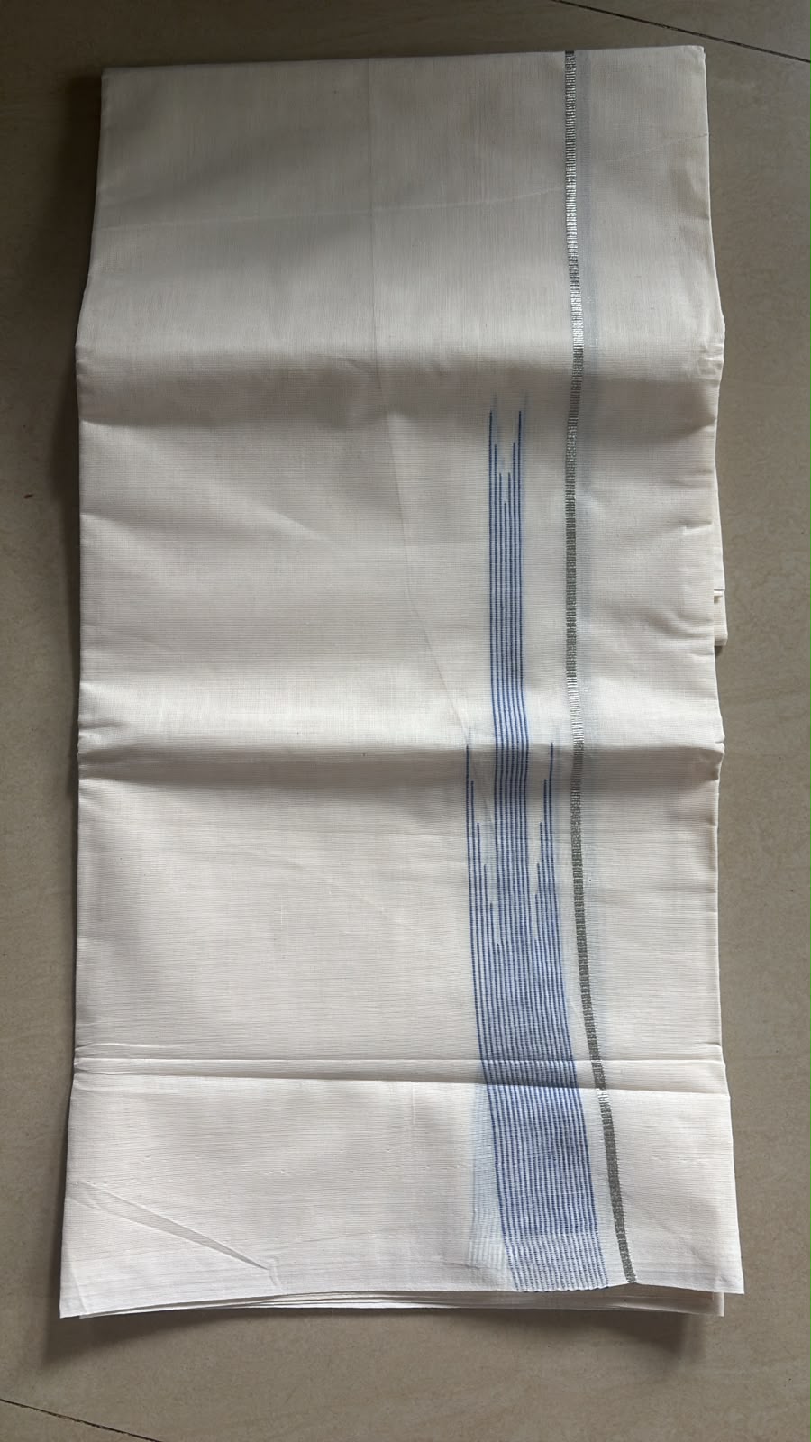 Handloom gents double Mundu in chuttikara temple design blue