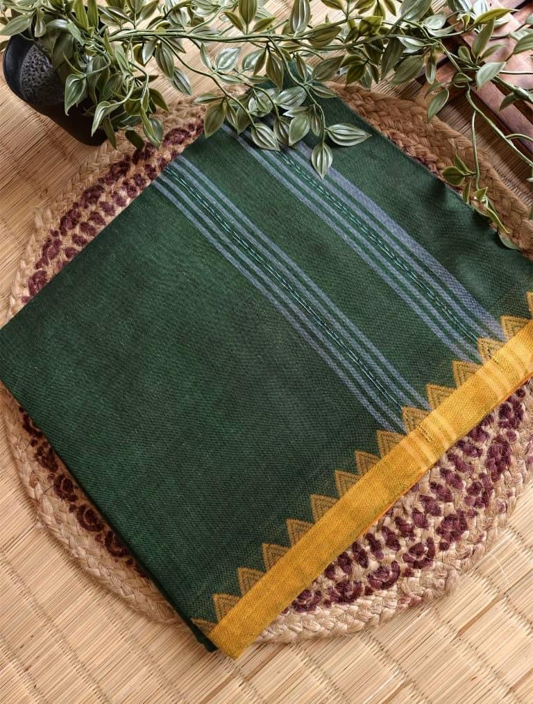 Dhaniakali handloom marked pure cotton Green Saree