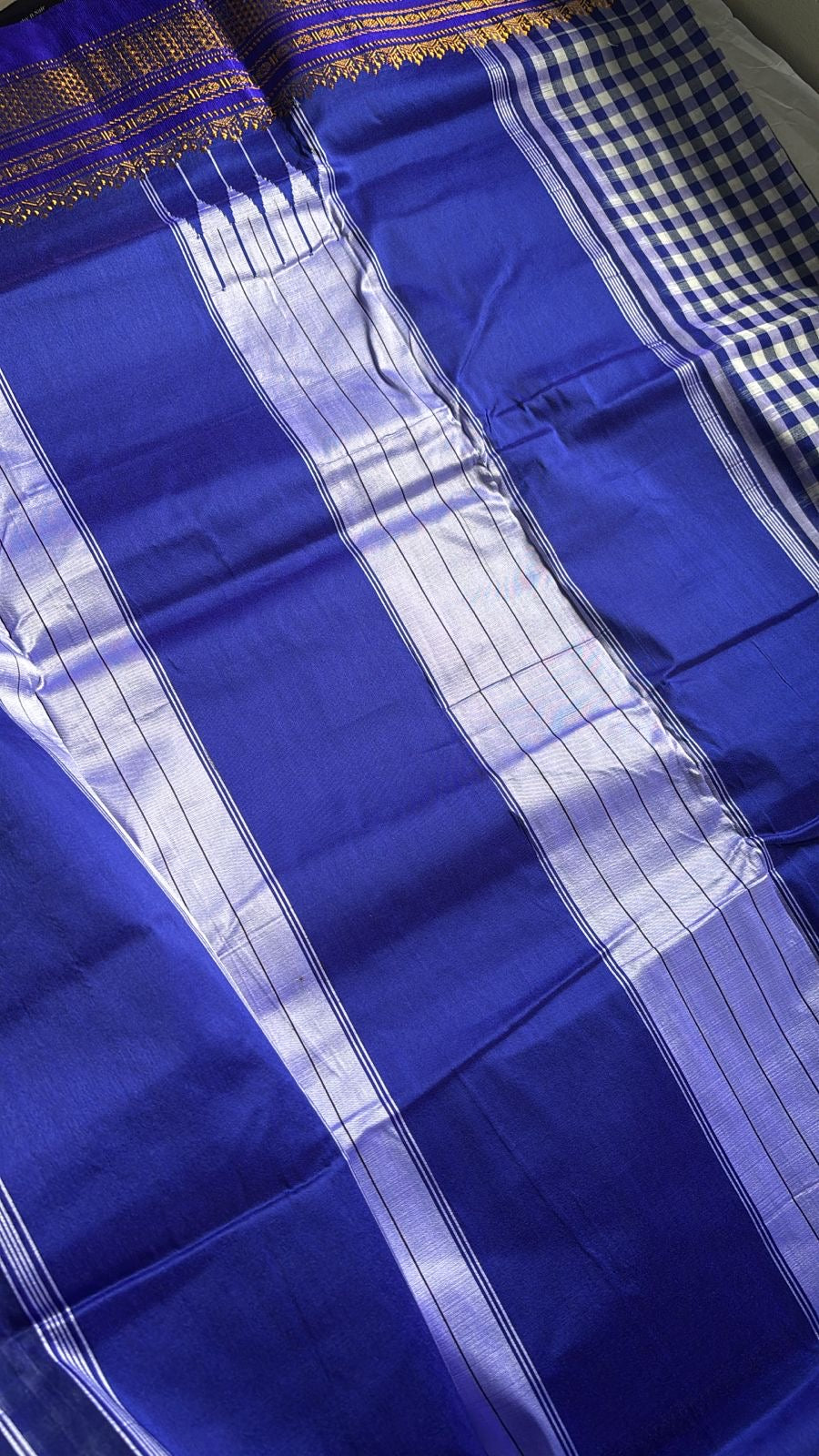 Yashoda violet check Ilkal silk saree