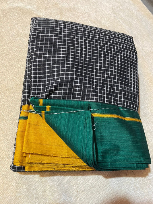 Patteda Aanchu green and mustard yellow