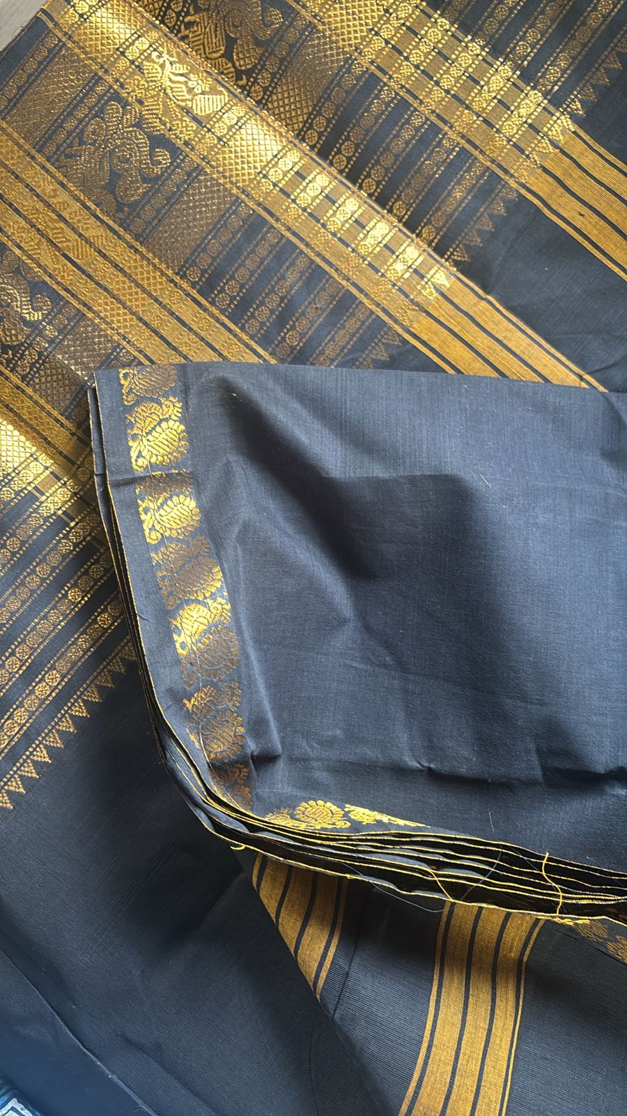 Vintage Black Kanchi Cotton Saree