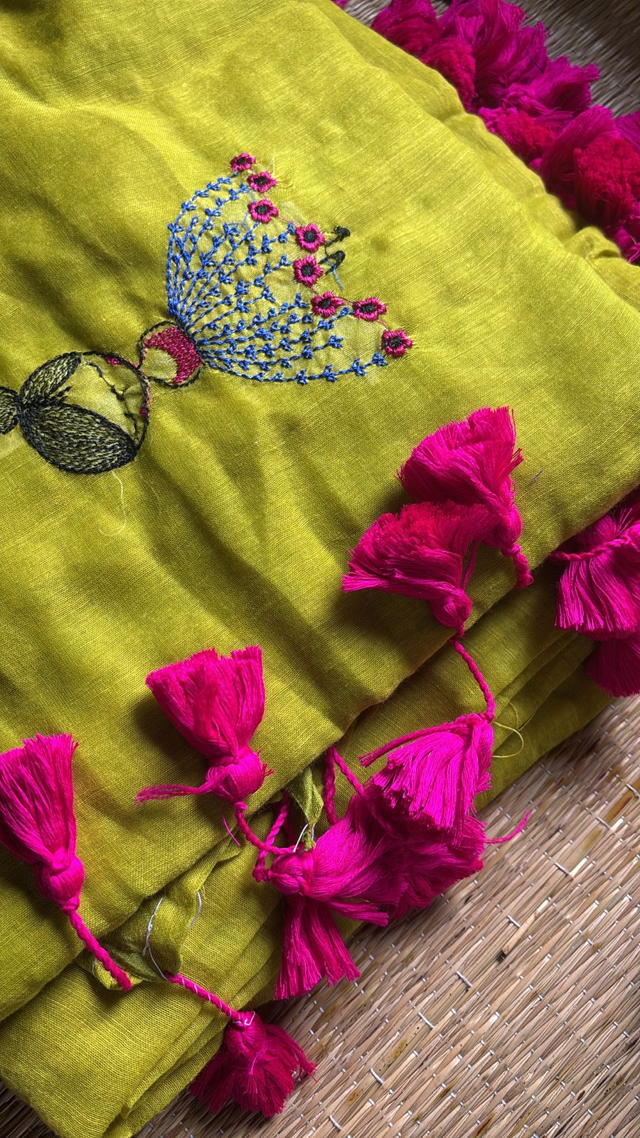 Doll design embroidered soft cotton saree