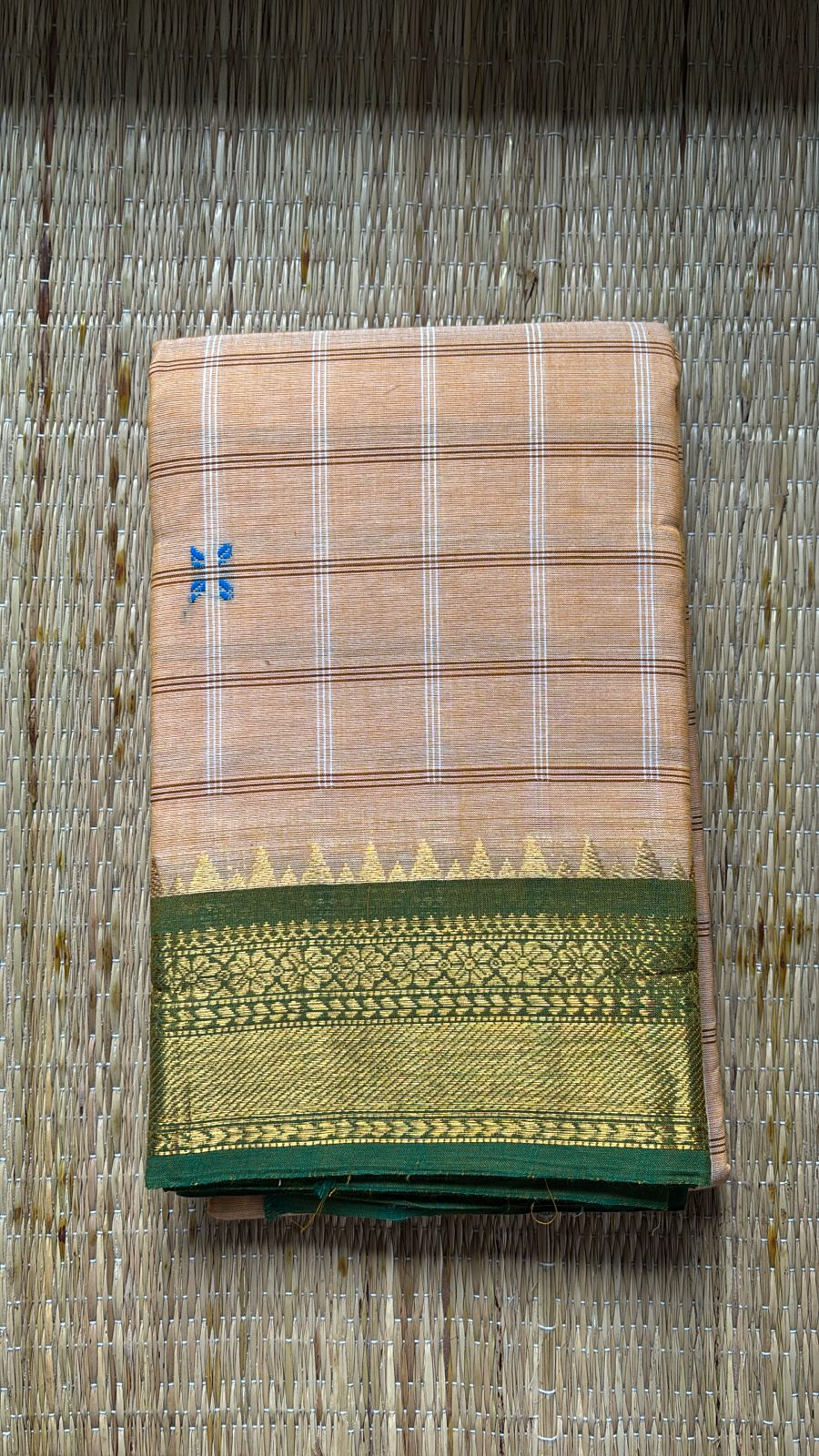 Sangita chettinad cotton check butta sarees without blouse piece