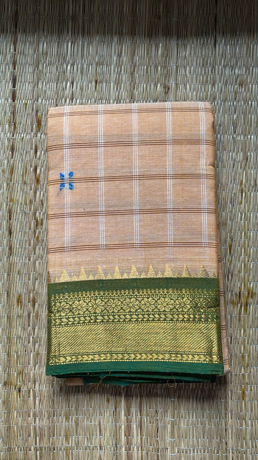 Sangita chettinad cotton check butta sarees without blouse piece