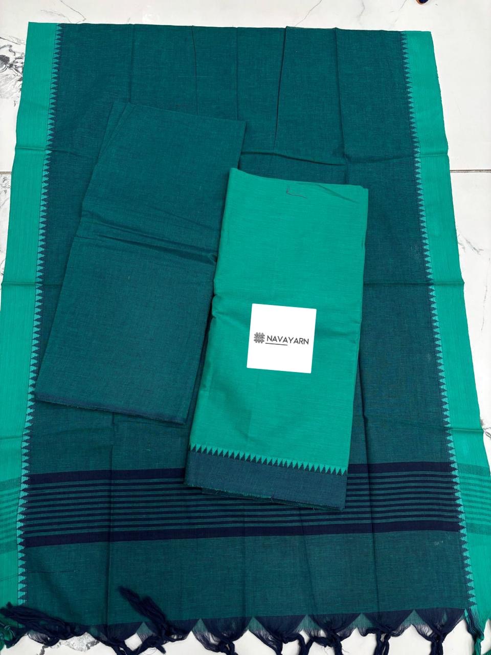 Mangalagiri temple border pure cotton Suit materials Unstitched MA03